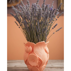 Mey İthalat® Turuncu Çiçek Desenli 3D Dekoratif Vazo Modern Masaüstü Aksesuar