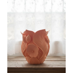 Mey İthalat® Turuncu Floral Tasarımlı 3D Vazo Şık Ev Dekorasyon Aksesuarı