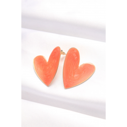 Mey İthalat® Turuncu Renk Mineli Kalp Küpe