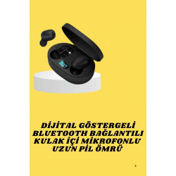 Mey İthalat® TWS Bluetooth Kulaklık Kulak İçi Kablosuz Dijital Göstergeli Çağrı Cevaplayabilen