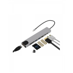 Mey İthalat® Type C Hub Çoklayıcı 8 Port USB HDMI RJ45 Kart Okuyucu