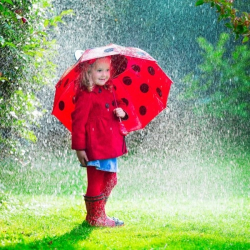 Mey İthalat® Uğur Böceği Tasarımlı Düdüklü Çocuk Şemsiyesi