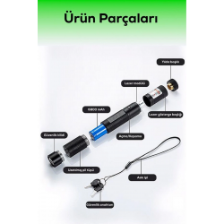 Mey İthalat® ULTRA güçlü Yeşil Şarjlı Lazer Pil Anahtar - Uzun Menzilli, Güçlü Ve Çoklu Işık Efektli Er