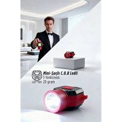 Mey İthalat® Ultra-Pro 5 Fonksiyonlu 600 Lümen USB-C Şarjlı Mini Led El Feneri & Kamp Lambası 722876