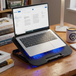 Mey İthalat® USB Girişli Laptop Soğutma Standı Çift Fan Mavi Işıklı Notebook Soğutucu