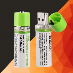 Mey İthalat®  USB Şarjlı 1450mAh AA 1.2V Lityum Kalem Pil – 2’li Set, Tekrar Şarj Edilebilir Uzun Ömürlü Dönüştürülebilir Batarya