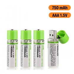 Mey İthalat®  USB Şarjlı 1450mAh AA 1.2V Lityum Kalem Pil – 4'lü Set, Tekrar Şarj Edilebilir Uzun Ömürlü Dönüştürülebilir Batarya