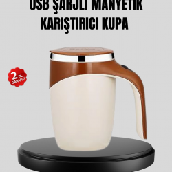 Mey İthalat® USB Şarjlı Manyetik Karıştırıcı Kupa Otomatik Karıştırma Paslanmaz Çelik