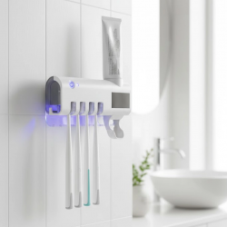 Mey İthalat® UV Sterilizasyonlu Duvara Monte Otomatik Diş Fırçası Tutucu