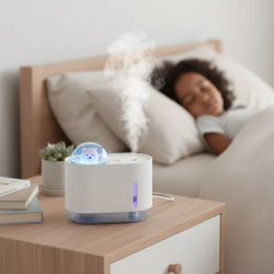 Mey İthalat®  Uzay Ayısı 300 ML USB Hava Nemlendirici – LED Işıklı Masaüstü Buhar Makinesi, Yatak Odası & Çocuk Odası İçin Ortam Nemlendirici