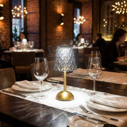 Mey İthalat®  Uzun Klasik Gri Baklava Model LED Masa ası – Dokunmatik, 3 Renk Işık Modlu, Şarjlı Dekoratif Gece ası