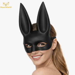 Mey İthalat® Uzun Kulaklı Siyah Lüks Tavşan Maskesi