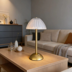 Mey İthalat®  Uzun Mantar Çizgili Model LED Masa ası – Dokunmatik, 3 Renk Işık Modlu, Şarjlı Dekoratif Gece ası