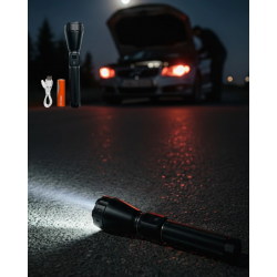 Mey İthalat® Uzun Ömürlü Bataryalı Şarjlı El Feneri Güçlü LED Aydınlatma