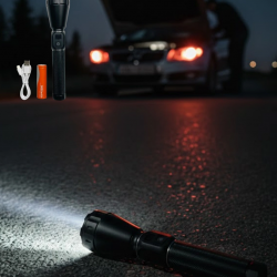 Mey İthalat® Uzun Ömürlü Bataryalı Şarjlı El Feneri Güçlü LED Aydınlatma