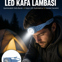 Mey İthalat® Uzun Pil Ömürlü Kamp ve Dağcılık Kafa Lambası Yeni Nesil