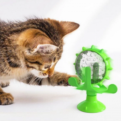 Mey İthalat®  Vantuzlu Zilli İnteraktif Dönebilen Mama Kaplı Renkli Eğlenceli Eğitici Kedi Oyuncağı