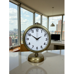 Mey İthalat® Vinatge Dekoratif 25 x 20 Cm Metal Masa Saati