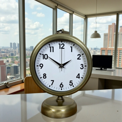 Mey İthalat® Vinatge Dekoratif 25 x 20 Cm Metal Masa Saati