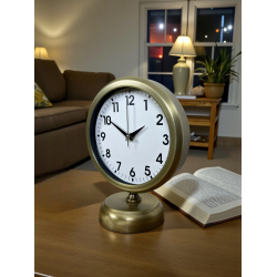 Mey İthalat® Vinatge Dekoratif 25 x 20 Cm Metal Masa Saati