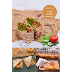Mey İthalat® Vintage Gazete Desenli Sunum Kağıdı 50 Adet