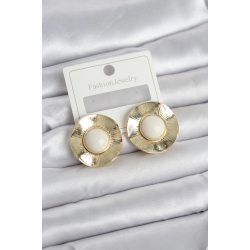 Mey İthalat® Vintage Model Beyaz Gold Renk Pirinç Kadın Küpe