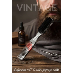 Mey İthalat® Vintage Sakal Bıyık Tarama Fırçası Çift Taraflı Sakal Tarak ve Fırça – Şekillendirici, Anti-Statik 721409