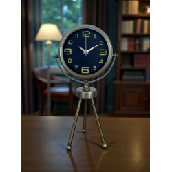 Mey İthalat® Vintage Tripod Eskitme Metal Üç Ayaklı Masa Saati