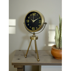 Mey İthalat® Vintage Tripod Eskitme Metal Üç Ayaklı Masa Saati