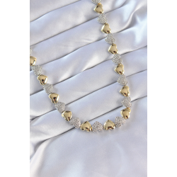 Mey İthalat® Vip Seri Pirinç Çift Renk Zirkon Taşlı Kalp Tasarımlı Kolye