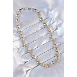 Mey İthalat® Vip Seri Pirinç Çift Renk Zirkon Taşlı Kalp Tasarımlı Kolye