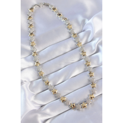 Mey İthalat® Vip Seri Pirinç Çift Renk Zirkon Taşlı Yıldız Tasarımlı Kolye