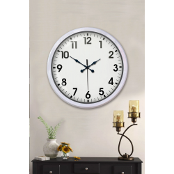 Mey İthalat® White Classic Modern 52 Cm Metal Duvar Saati