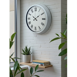 Mey İthalat® White Prime Roma Rakamlı 40 Cm Metal Duvar Saati