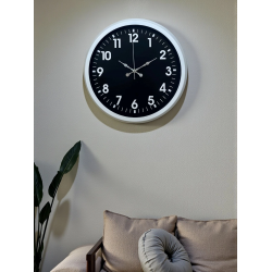 Mey İthalat® White Pure Contrast 40 Cm Metal Duvar Saati