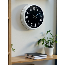 Mey İthalat® White Pure Contrast 40 Cm Metal Duvar Saati