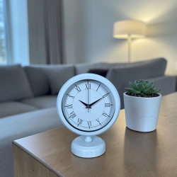 Mey İthalat® White Pure Roman 25 x 20 Cm Metal Masa Saati