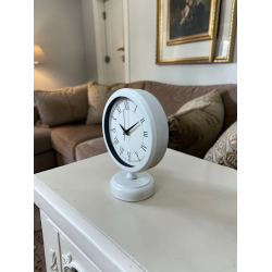 Mey İthalat® White Pure Roman 25 x 20 Cm Metal Masa Saati