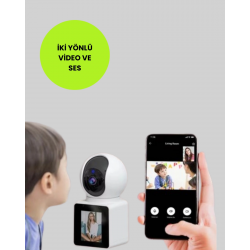 Mey İthalat® WiFi İç Mekan Kamera 2K Gece Görüşlü Çift Yönlü Görüntü Konuşma Destekli