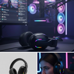 Mey İthalat® Wireless Oyuncu Kulaklığı RGB Işıklı Uzun Bataryalı Mikrofonlu Headset