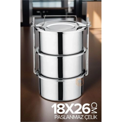 Mey İthalat® XL 18X26 CM Sefer Tası Paslanmaz Çelik Yemek Kabı 719640