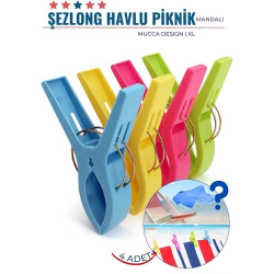 Mey İthalat® XL Plaj Havlu Şezlong Piknik Mandalı 4 ADET Mucca Design 718222