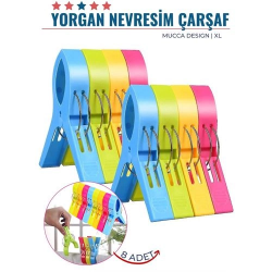 Mey İthalat®  XL Yorgan Nevresim Çarşaf Mandalı 8 ADET Mucca Design 	 718221