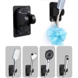 Mey İthalat® Yapışkanlı Duş Başlığı Tutucu Ayarlı Askılı Siyah