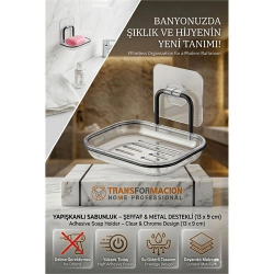 Mey İthalat® Yapışkanlı Sabunluk – Su Giderli, Katı Sabun Kutusu, 13 x 9 cm 723054