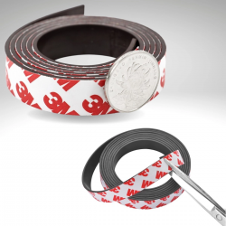 Mey İthalat® Yapışkanlı Şerit Mıknatıs Magnet Kes Kullan Güçlü Sağlam Rulo Çıkarılması Kolay Siyah 2cm x 1 mt