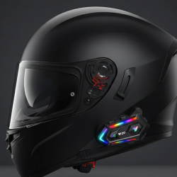 Mey İthalat® Yeni Nesil Bluetooth 5.3 Motosiklet Intercom RGB Işıklı 1000m Mesafeli