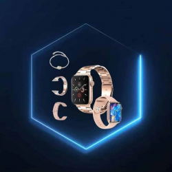 Mey İthalat® Yeni Nesil Pembe Dokunmatik Ekran Akıllı Saat ve Oyuncu Kulaklığı Kablosuz Bluetooth Kulaklık