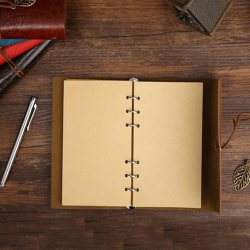 Mey İthalat®  Yeşil Deri Kapaklı Yaprak Desenli Defter