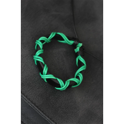 Mey İthalat® Yeşil İpli Siyah Renk Deri Erkek Bileklik